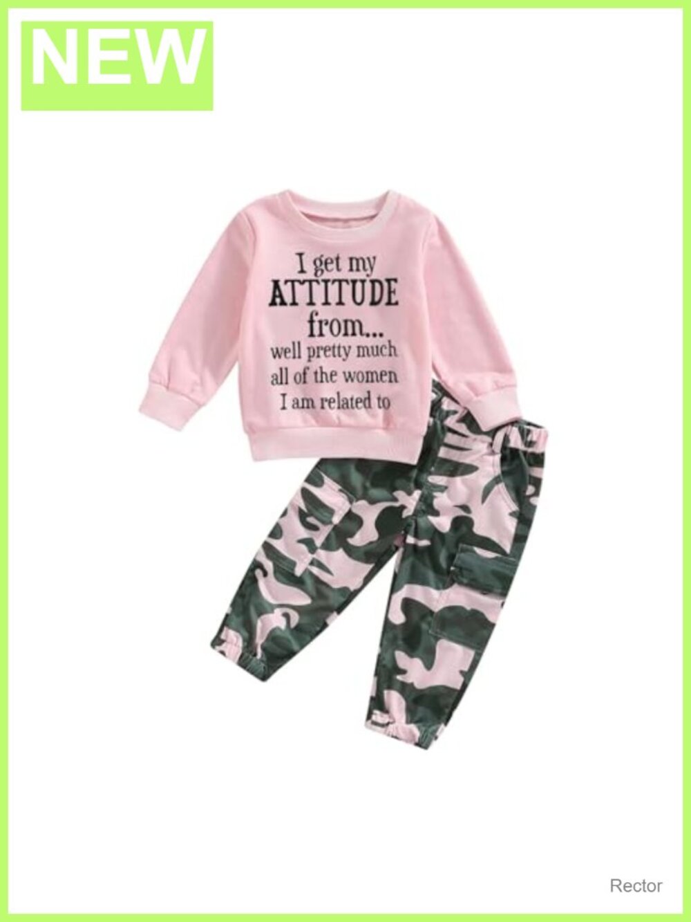 Toddler Girls Fall Outfit Sweatshirt & Camo Pants Set 2 Piece